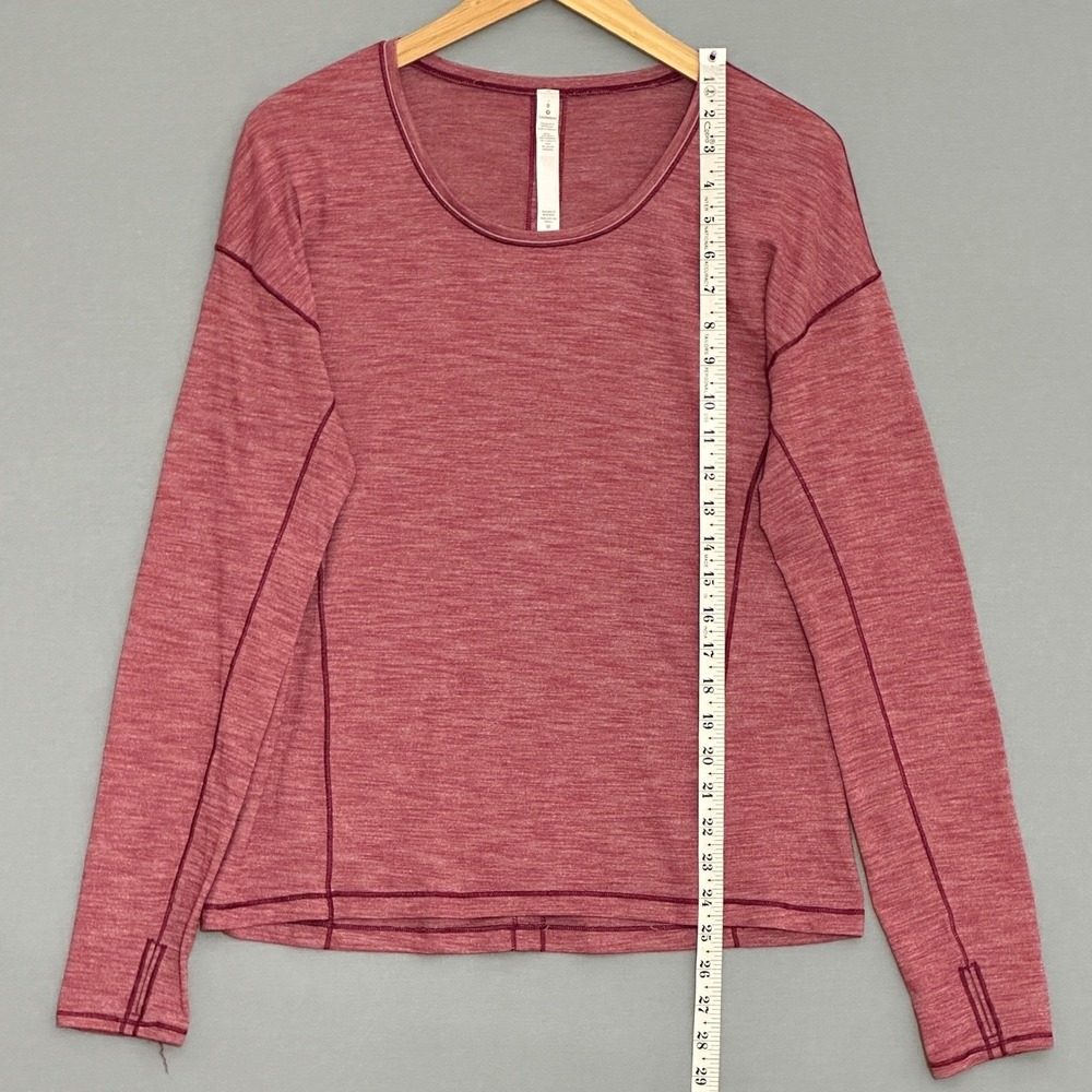 Lululemon Sweat Embrace Long Sleeve Top Size 8 Heathered Misty Merlot Gym Active - Picture 5 of 9